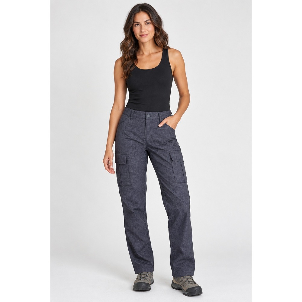 prAna Halle Cargo Pants Womens 8 Gray Geometric Hiking Stretch Outdoor